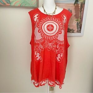 Soft Surroundings Embroidered Sleeveless Tank Top Orange Size 3X